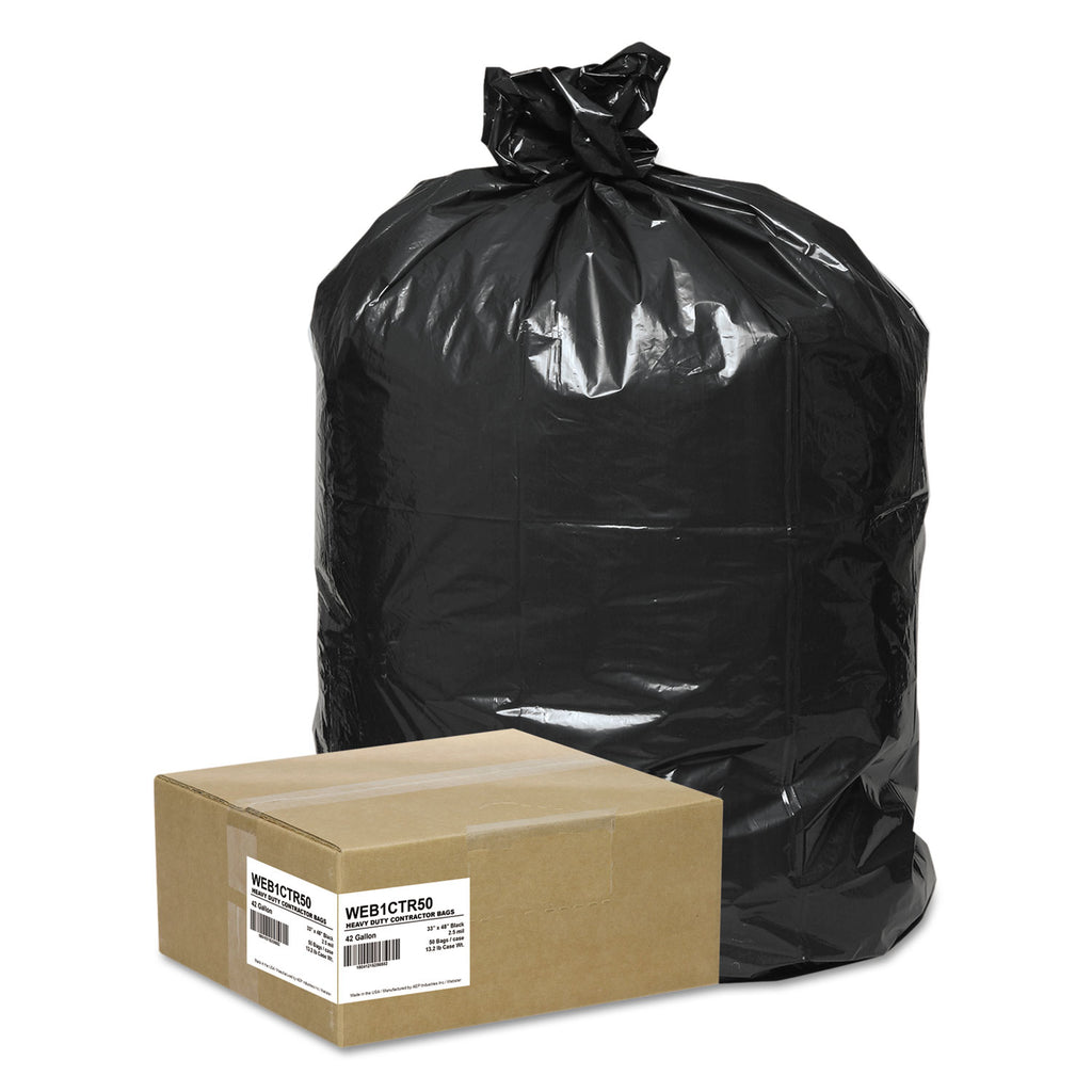 Contractor Debris Bags 33x48, Black 3 mil