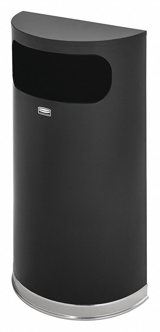 Rubbermaid FGSO820PLBK Metallic Steel Half Rounds 9 Gallon Trash