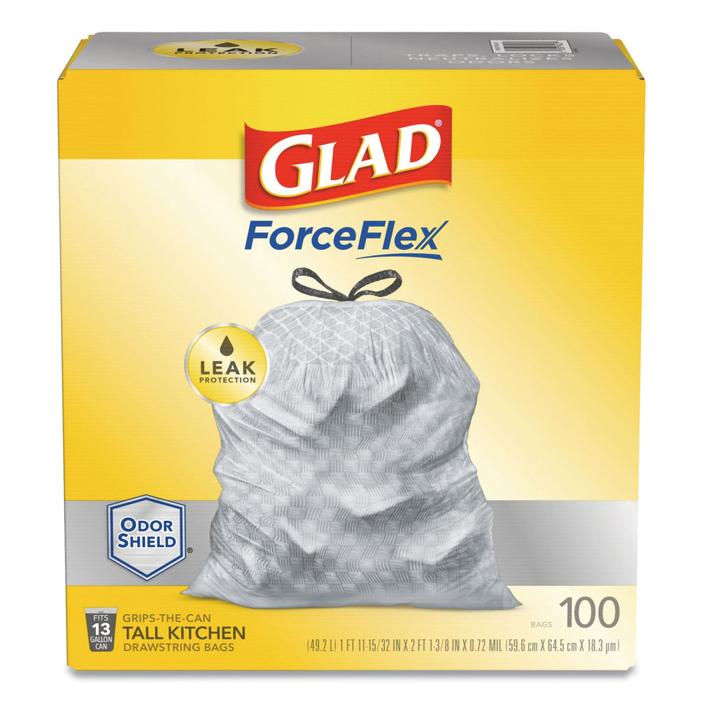 Glad Tall Kitchen Trash Bags, Drawstring Closure, Odor Shield