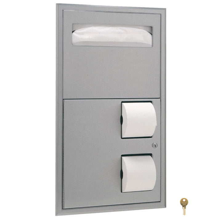 Bobrick B-3474 Recessed Seat-Cover Dispenser and Toilet Tissue Dispenser