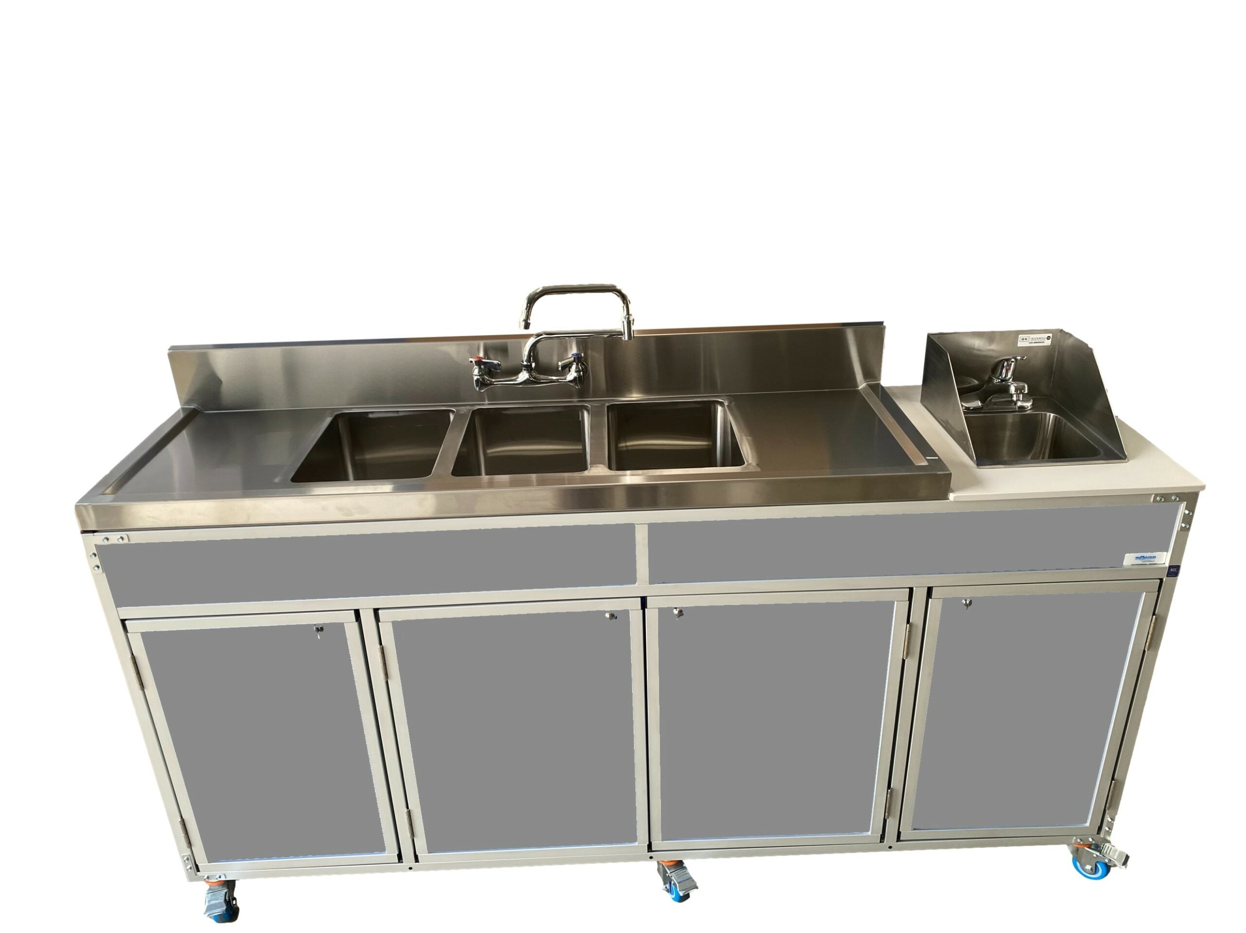 Monsam NS-004DB Small Commercial Three Bowl Sink