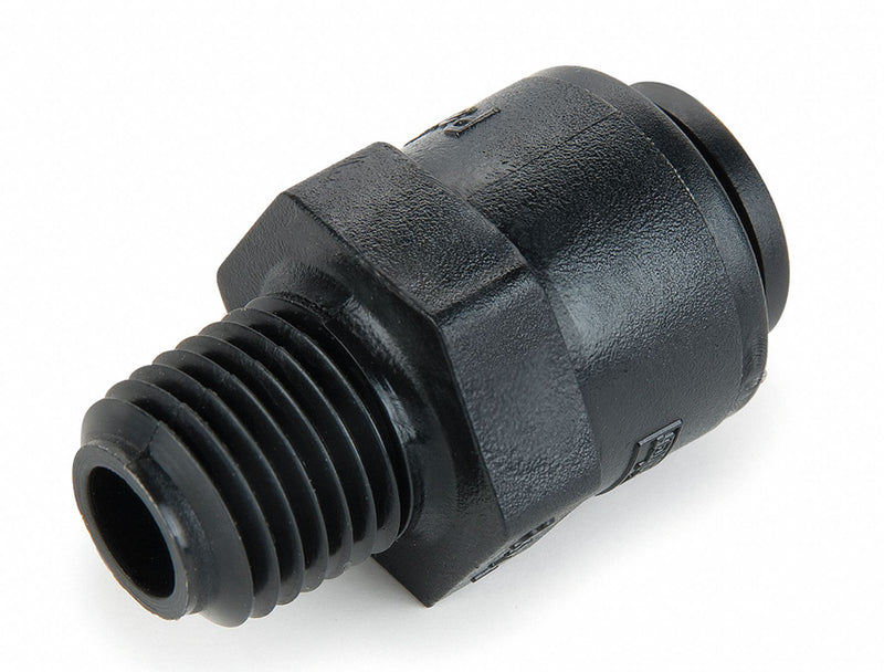 Parker Check Valve, 3/8 in x 1/4 in, Single, Inline Spring, Kynar(R), Push x MNPT - FB6MCVC4-HBLK-05