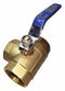 Top Brand Ball Valve, Brass, 3-Way, 2-Piece, Pipe Size 1 in, Connection Type FNPT x FNPT x FNPT - 1PZA3