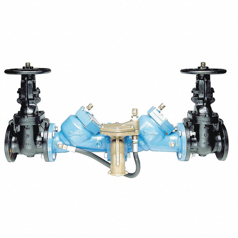 Watts Reduced Pressure Zone Backflow Preventer, Cast Iron, Watts 909 Series, Flanged Connection - 4 LF909-DNRS