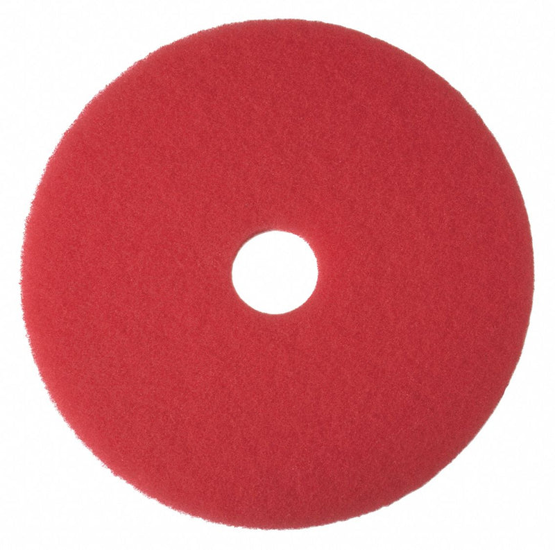 Tough Guy 11 in Non-Woven Polyester Fiber Round Buffing Pad, 175 to 600 rpm, Red, 5 PK - 402W35