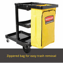 Rubbermaid Black, Janitor Cart, Overall Length 46 in, Overall Width 21 3/4 in, Overall Height 38 3/8 in - FG617388BLA