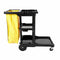 Rubbermaid Black, Janitor Cart, Overall Length 46 in, Overall Width 21 3/4 in, Overall Height 38 3/8 in - FG617388BLA