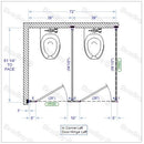 Bradley Toilet Partition, 2 In Corner Compartments, Stainless Steel, 72"W x 61 1/4"D - IC23660