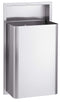 Bradley 334-11 Commercial Restroom Waste Receptacle, 18 Gallon, Surface-Mounted, 17-1/8" W x 30-5/8" H, 12-3/4" D, Stainless Steel