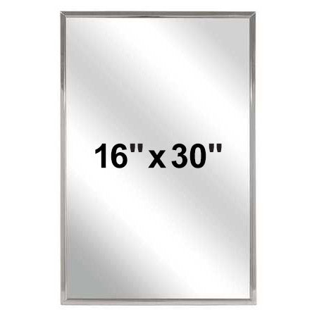 Bradley 781-016300 (16 x 30) Commercial Restroom Mirror, Channel Frame, 16