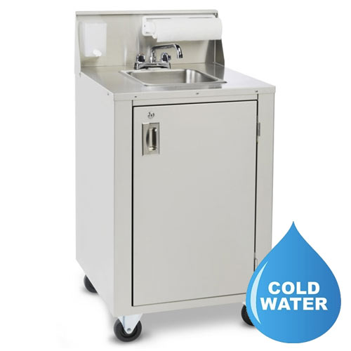 Crown Verity CVPHS-4C Portable Hand Sink, Stainless Steel, Cold Water Only, Compact Spacesaver