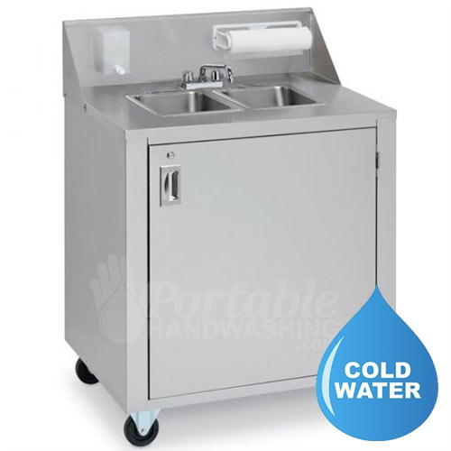 Crown Verity CVPHS-2C Portable Hand Sink, Stainless Steel, Cold Water Only, Dual Bowl