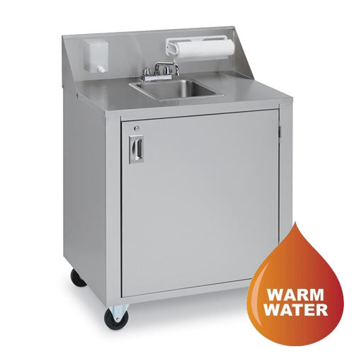 Crown Verity CVPHS-1 Portable Hand Sink, Stainless Steel, Hot Water, Single Bowl