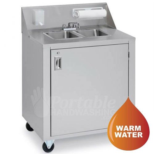 Crown Verity CVPHS-2 Portable Hand Sink, Stainless Steel, Hot Water, Dual Bowl