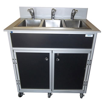 Monsam PSE-2003R Three Deep Compartment Portable Sink