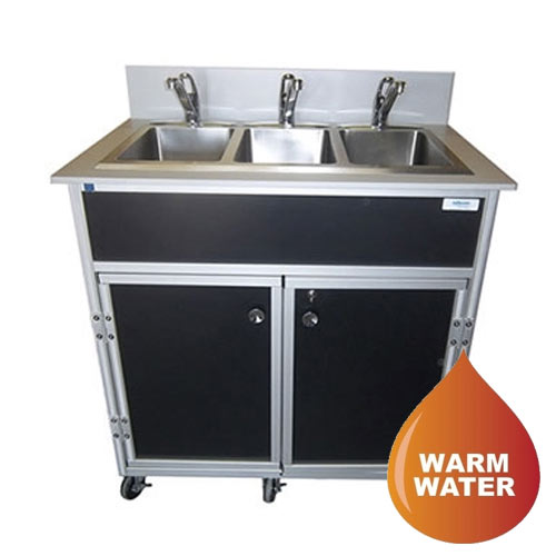 Monsam PSE-2003R Three Deep Compartment Portable Sink