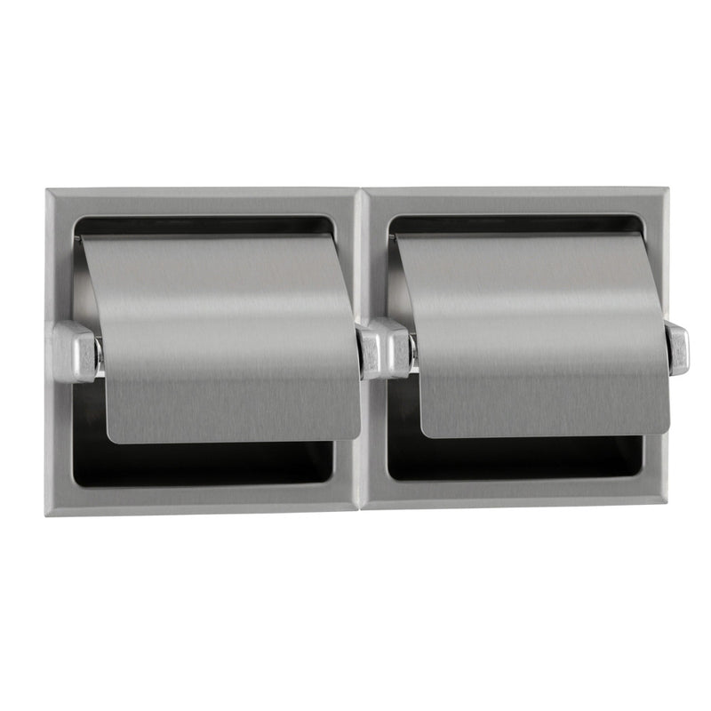 Toilet Tissue Holder - Double, Hooded - Satin Stainless Steel
