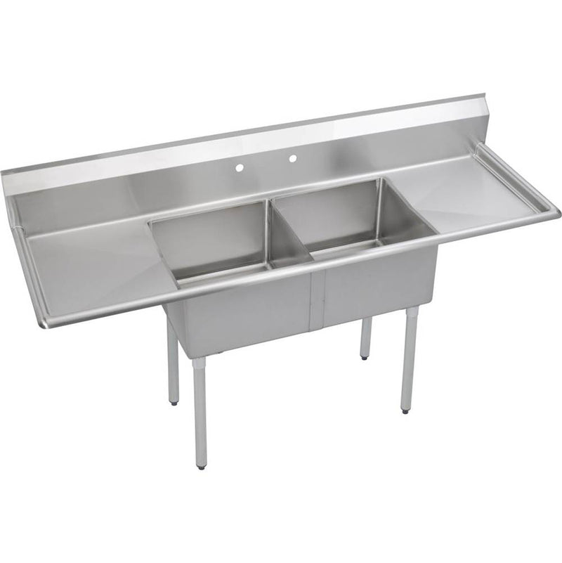 Elkay S2C18X18-2-18X Super Economy Scullery Sink, 2-Compartment 14" Deep Bowl(s), 18" Left & Right Drainboards, 72 (L) X 23.75 (W) X 45.75 (H) Over All