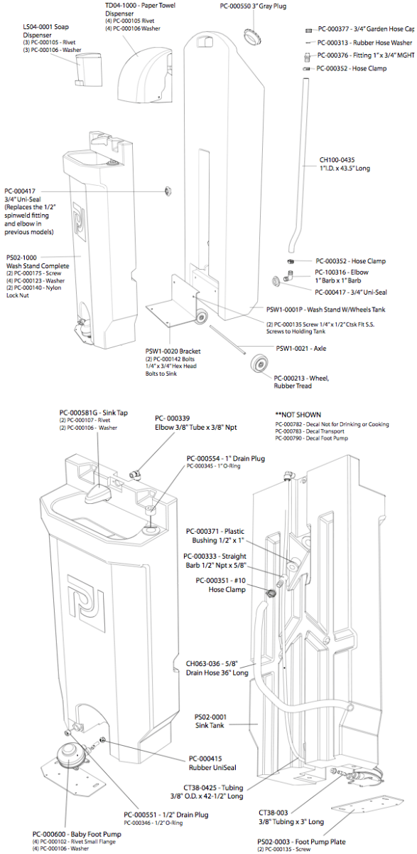 PolyJohn PSW1-1000 HandStand Portable Hand Washing Sink